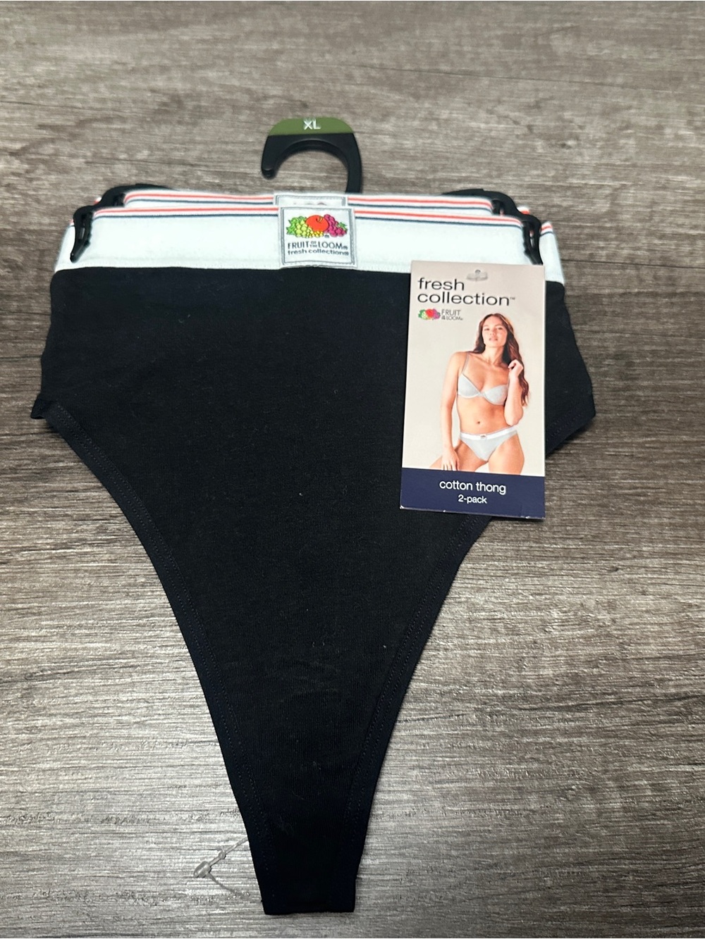 Fruit of the Loom Fresh Collection
Thong Panties 2-Pack XL Black/Gray